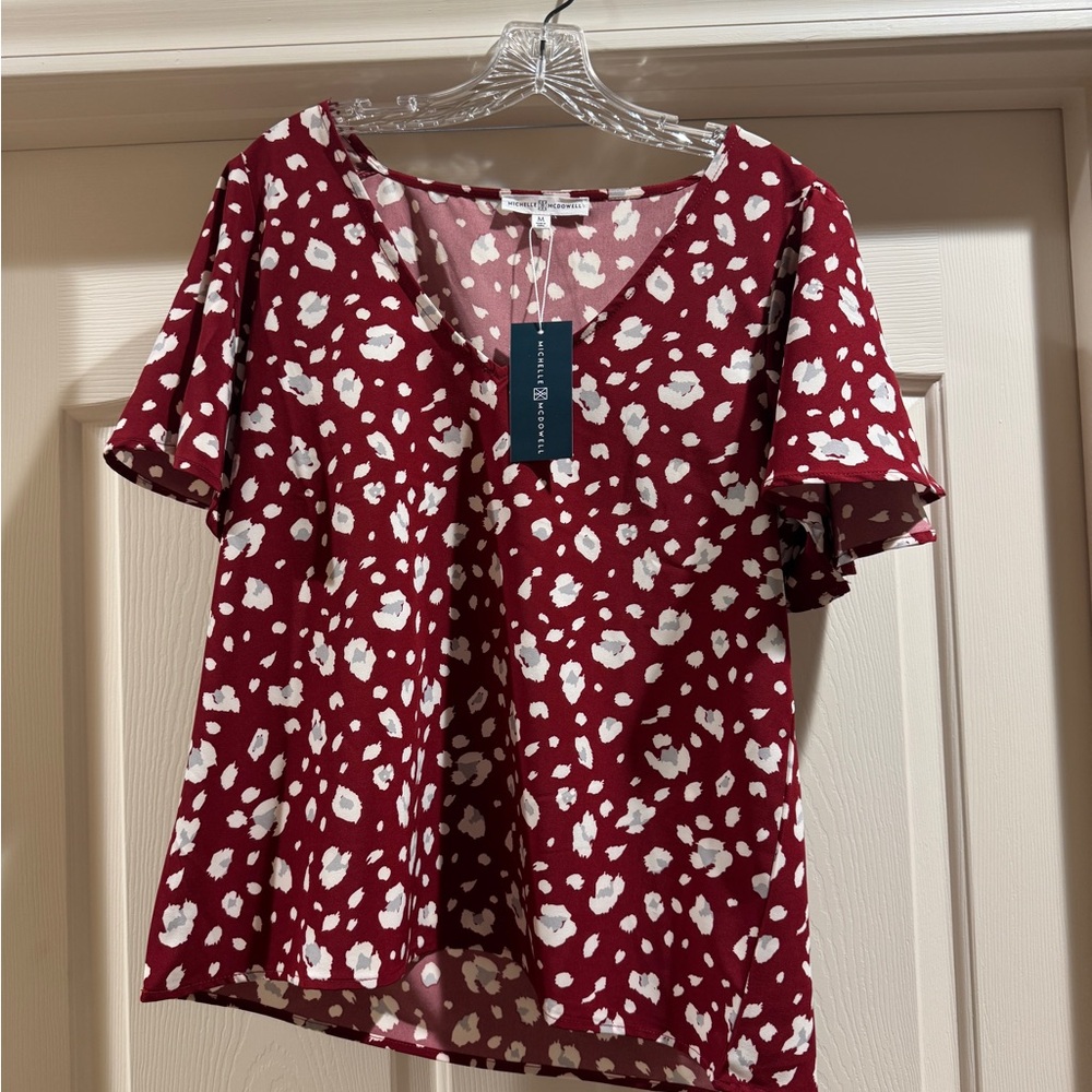 Women's maroon and White Patterned Top